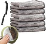 Non Scratch Wire Dish Washing Cloth with Gap Cleaning Brush Wire Rags for Wet and Dry Easy Rinsing Reusable Wire Cleaning Cloth for Kitchen Sink Pots Pans & Gap Cleaning Brush (PK of 3)