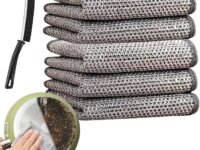 Non Scratch Wire Dish Washing Cloth with Gap Cleaning Brush Wire Rags for Wet and Dry Easy Rinsing Reusable Wire Cleaning Cloth for Kitchen Sink Pots Pans & Gap Cleaning Brush (PK of 3)
