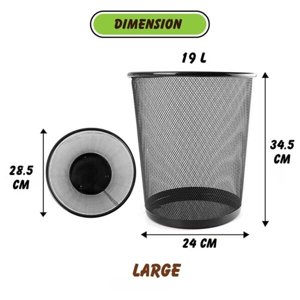 Novelty Store Dustbins, Recycling Metal Mesh Wastebasket Dustbins for Office/Home (Set of 1, Large)
