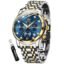OLEVS Mens Watches Chronograph Diamond Quartz Date Calendar Moon Phase Luxury Two Tone Stainless Steel Waterproof Luminous Business Wrist Watch