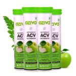 OZiva ACV Moringa | Control Cravings I Apple Cider Vinegar, Cinnamon, Guggul I No Maltodextrin & No Added Sugar I 15 Effervescent Tablets - Green Apple, Pack of 4 (60 tablets).