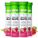 OZiva Bioactive Glutathione Tablets for Radiant Skin - 60 Effervescent Tablets (Pack of 4) | L-Glutathione, Hyaluronic Acid, Lycopene, Vitamin C For Glow & Even Toned Skin | Strawberry Swirl