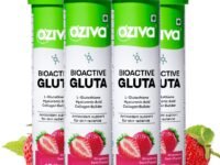 OZiva Bioactive Glutathione Tablets for Radiant Skin - 60 Effervescent Tablets (Pack of 4) | L-Glutathione, Hyaluronic Acid, Lycopene, Vitamin C For Glow & Even Toned Skin | Strawberry Swirl