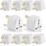 Ocko 3 Prong Pin Plug (Type G Adapter) | UK to Universal Computer Conversion Outlet Plug Adapter | Travel Companion for International Devices, Australia/New Zealand/China, UK (Pack of 10, White)