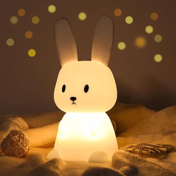 One94Store Kids Bunny Soft Silicone LED Rabbit Night Light Lamp,7 Color Changing Modes,USB Rechargeable,Touch Tap Control,Baby,Toddler Night Lamp,Kids Bedroom Decor,Multicolor