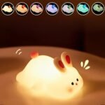 One94Store Kids Cute Little Rabbit Touch Silicone Night Lamp – Rechargeable LED Bedside Lamp for Children's Bedroom, Romantic Decor, Valentine Day Gift, Love Gift for Her, Couple Gift