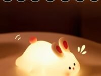 One94Store Kids Cute Little Rabbit Touch Silicone Night Lamp – Rechargeable LED Bedside Lamp for Children's Bedroom, Romantic Decor, Valentine Day Gift, Love Gift for Her, Couple Gift