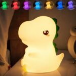 One94Store Rechargeable Silicone Dinosaur Night Light | Cute LED Kids Night Lamp for Bedroom & Nursery | Soft Warm Glow, Touch Control | USB Rechargeable Table Night Light