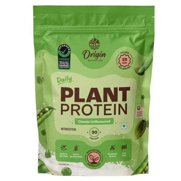 Origin Nutrition 100% Natural Plant Protein Powder, Ranked Best Vegan Protein by Independent Scientific Research, European Pea Protein Isolate & Pumpkin Seed Protein, Easy to Digest Unflavoured with 25g per serve Plant Based Protein, 975gms