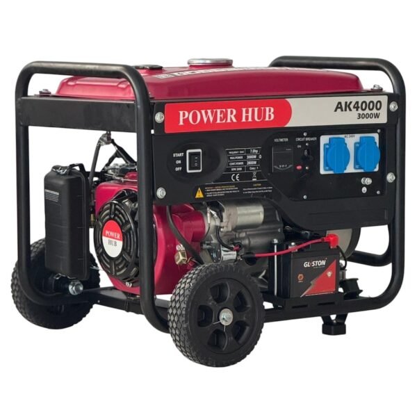 POWER HUB AK4000-3000 Watts OR 3KW Powered Self Start Generator With Heavy Duty Engine|Home & Commercial Use|Petrol Generator|1 Year Full Warranty & Life Time Spares Supply