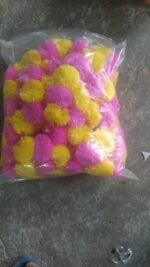 Pack of 10 Artificial Marigold Garland Flowers for Decoration Long Toran Indian genda phool for Wedding & Festival (4.7Ft,Pink+Yellow,10 Strings)