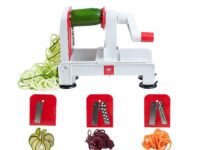 Paderno World Cuisine A4982802 Folding Tri-Blade Spiralizer, Red