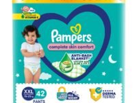 Pampers Complete Skin Comfort Pants, Anti-rash blanket, Lotion with Vitamin E & Aloe Vera,Double Extra Large size baby diapers (XXL) 42 Count,15-25kg