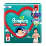 Pampers Happy Sleep Pant Style Baby Diapers, Large (L), 42 Count, 1 Pampers = 1 Night Sleep, with Anti Rash Shield, 9-14 Kg Diapers