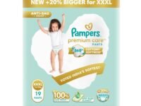 Pampers Premium Care Pant Style Baby Diapers | XXX-Large (XXXL size) | 19 Count | Voted India's Softest | All-in-1 with 360 Cottony Softness Diapers | 16-30 kg