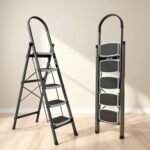 Plantex Steel 5 Step Ladder for Home/Wide Anti Skid 5 Step Ladder Foldable/5 Year Manufacturer Warranty By Plantex (Gray & White)