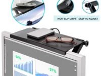 Plastic Adjustable Durable Tv Screen Top Storage Shelf Computer Display Storage Desk,Home Office Desktop Organizer Shelf Display Holding Stand