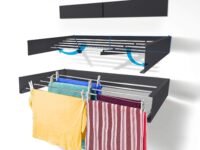Purnima Marketing Clothes Drying Rack - Wall Mounting | Folding Stainless Steel Collapsible Space Saver with 138 inch Drying Capacity, Cloth Dryer Stand - Made in India (Black)