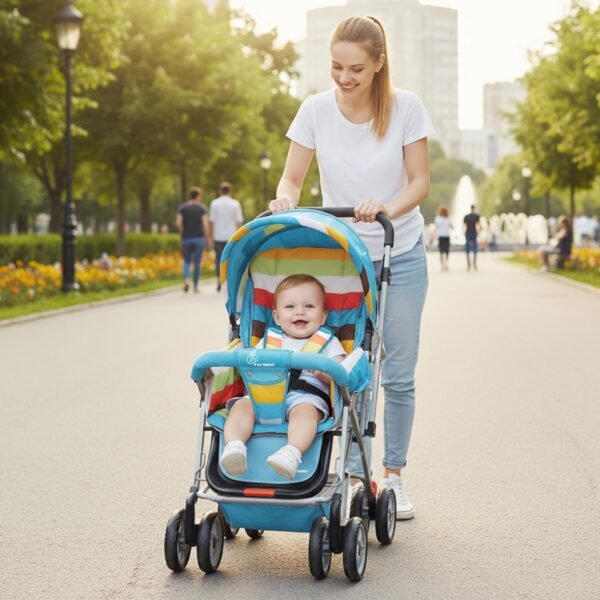 R for Rabbit Lollipop Lite Baby Stroller for 0 to 3 Years with 5 Point Safety Harness | Reversible Handlebar | Cushioned Seat with 3 Level Seats Recline/Lightweight Pram for Kids (Multi Color)