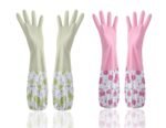 Reusable Waterproof Household Latex Hand Gloves for Kitchen Dish Washing Laundry Cleaning Gardening and Sanitation, pack of 2