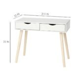 Royal Store Shoppee Wooden Home Office Table Desk or Console Table with 2- Drawers for Drawing Room, Office, Living Room Etc. (White)