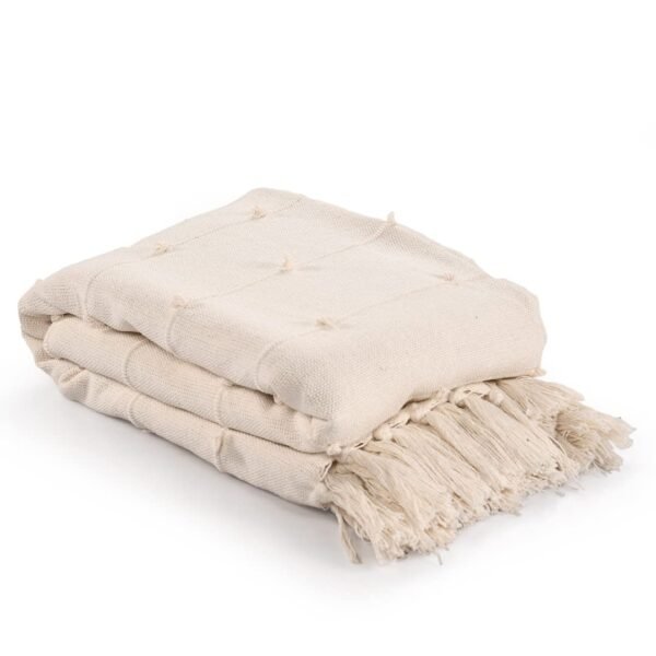 SASHAA WORLD Cotton Throw Bedcover Super Soft & Breathable | Throw for Living Room, Sofa, Bed, Chair, Picnic & Used for Gift | Natural Throw Blanket Pack of 1, 200L x180W cms