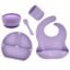 SNOWIE SOFT® 5pcs Silicone Tableware Kit for Baby Foodgrade Silicone Tableware Kit Baby Plate & Bowl with Sucker,Cup,Spoon Bib Food Grade BPA-Free Dishwasher & Microwave Safe Product