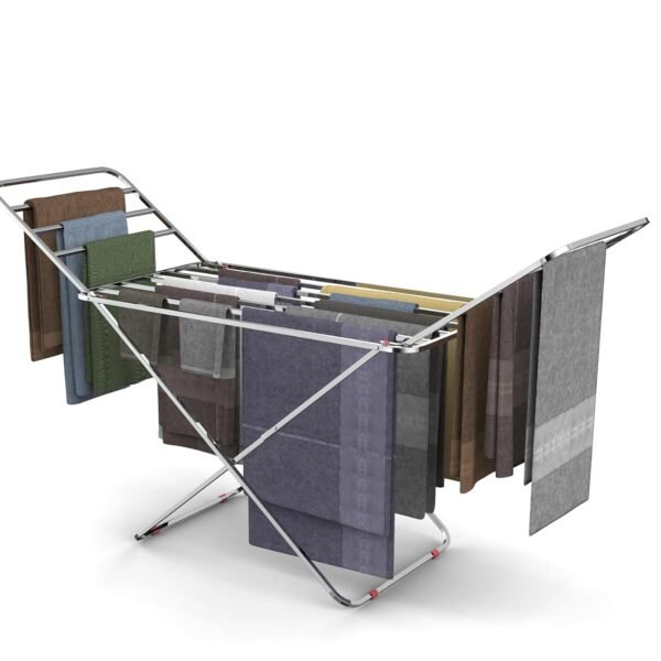 SUNDRY Steel-Pro Folding Cloth Drying Stand, Drying Rack,Stand for Clothes Heavy Base Stainless Steel, Lightweight Foldable Laundry Rack (3 Year Manufacturer Warranty)