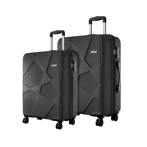Safari Cabin Pentagon Pro 8 Wheels Spinner Set of 2 (+ Medium) Trolley Bags, Hard Case Polypropylene, 360º Wheeling Luggage for Men & Women, Suitcase for Travel, Trolley Bags for Travel, Black