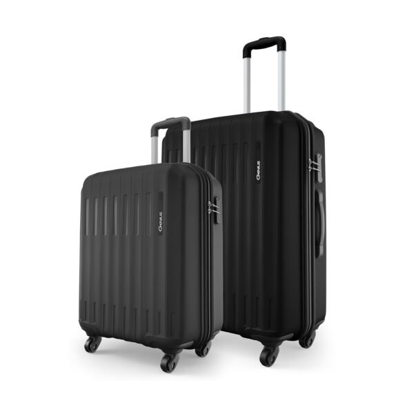 Safari Genius Alley Set of 2 (Cabin + Medium) Trolley Bags Hard Case Polypropylene, 4 Spinner Wheels, 360 Degree Wheeling Luggage, Travel Bag, Suitcase for Travel, Trolley Bags for Travel, Black