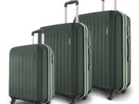 Safari Genius Alley Set of 3 (Cabin + Medium + Large) Trolley Bags Hard Case Polypropylene, 4 Wheels, 360 Degree Wheeling Luggage, Suitcase for Travel, Trolley Bags for Travel, Deep Forrest