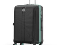 Safari Large Thorium Neo 8 Wheels 77 Cm Check-in Trolley Bag Hard Case Polycarbonate 360 Degree Wheeling System Luggage, Trolley Bags for Travel, Suitcase for Travel, Black