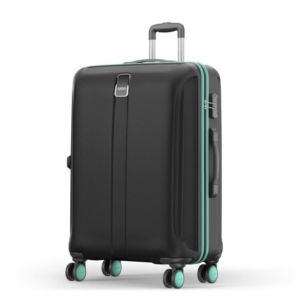 Safari Large Thorium Neo 8 Wheels 77 Cm Check-in Trolley Bag Hard Case Polycarbonate 360 Degree Wheeling System Luggage, Trolley Bags for Travel, Suitcase for Travel, Black