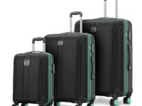 Safari Medium Thorium Neo 8 Wheels 55,66 and 77 Cm Small, and Large 4 Wheel Inline 3 Trolley Bags Hardshell Case Polycarbonate 360 Degree Wheeling System,Black