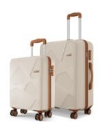 Safari Pentagon Pro 8 Wheels Set of 2, (Cabin + Medium) Trolley Bag, Hard Case Polypropylene, 360º Wheeling Luggage, Suitcase for Travel, Trolley Bags for Travel, Luxury Beige
