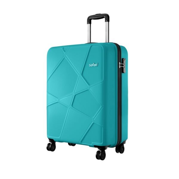 Safari Pentagon Pro 8 Wheels Spinner 55Cm Cabin Trolley Bag Hard Case Polypropylene, 360° Wheeling Carry On Luggage for Men & Women, Travel Suitcase, Cyan