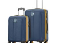 Safari Thorium Neo 8 Wheels 55 and 66 Cm Small and Medium Trolley Bags Hard Case Polycarbonate 360 Degree Wheeling System Luggage, Trolley Bags for Travel Set of 2, Suitcase for Travel, Graphite Blue