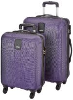 Safari Thorium Sharp Anti-Scratch Combo Set of 2 Purple Small, Medium Check-in 4 Wheel Hard Suitcase
