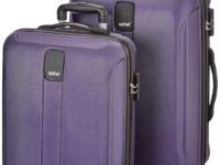 Safari Thorium Sharp Anti-Scratch Combo Set of 2 Purple Small, Medium Check-in 4 Wheel Hard Suitcase
