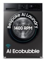 Samsung 9 kg, 5 star, AI EcoBubble, Super Speed, Wi-Fi, Hygiene Steam with Inbuilt Heater, Digital Inverter, Fully-Automatic Front Load Washing Machine (WW90DG5U24AXTL, Inox)