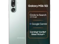 Samsung Galaxy M36 5G Mobile (Serene Green, 6GB RAM, 128GB Storage) | Google Gemini| Gorilla Glass Victus+ | 7.7mm | AI Enhanced 50MP OIS Triple Camera| Nightography| Lag-free Gaming | Without Charger