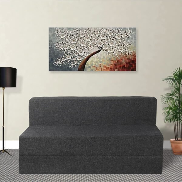 Seventh Heaven 2 Seater 4 * 6 Jute Fabric Washable Cover Sofa Cum Bed 2 Seater Double Foam Fold Out Sofa Cum Bed (Finish Color - Grey Delivery Condition - Pre-Assembled)