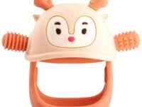 Silicone Reindeer Teether | Teething Toys for 3+ Months Babies, Infant Hand Teether Pacifiers for 3+ Months Breastfeeding Babies, Easy Grip Teething Mitten (Beige)