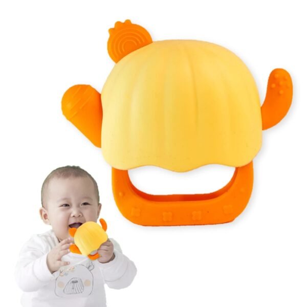 Silicone Wearable Teether for 6 to 12 Months Baby (Cactus Suitable for Infants,Never Drop, BPA Free for Sucking Needs,Pain Relief Toys & Pacifier (Orange-Pack of 1)