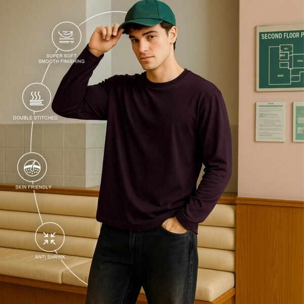 Sleepynuts Regular fit Cotton Full Sleeve Plain T-Shirt for Men (Pack of 1,2,3 Size Small to 3XL)