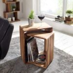 Solid Sheesham Wood Cube Nesting Tables Set Nightstand Side Stool for Living Room Bedroom Home Wooden Nesting Table Set of 2 Solid Wood Nesting Table (Natural Finish)