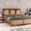 Solid Sheesham Wood King Size Bed Without Storage for Bedroom Living Room | Wooden Double Bed Cot for Home Hotel | (Honey Finish-3 Round, King Size)