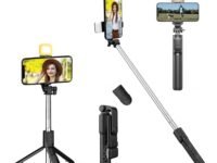 SooPii Selfie Stick Tripod with Fill Light, 7.5-28inch Phone Tripod Stand with Wireless Remote, 3 in 1 Multifunctional Extendable Selfie Stand, Gimbal Mobile Stick Perfect for Selfies/Live Streaming