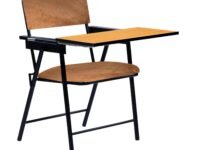 Spacecrafts Folding Cushion Study Chair | Space Saving | Desk Chair | Powder Coated With Cushion | Brown (With Writing Pad) - Mild Steel