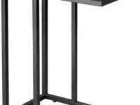 Star Work C Table - Couch Side Table That Slides Under for Living Room, Bedroom - Wide End Table for Sofa, Laptop, TV Tray (24"H x 19"W x 12"D, Black) - Engineered Wood